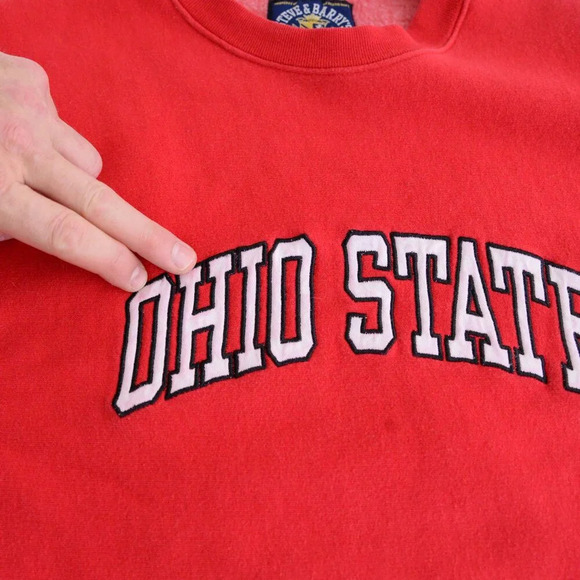 Vintage  Steve And Barry's Outfitters Ohio State Collegiate Red Crewneck Sweater - Picture 11 of 11